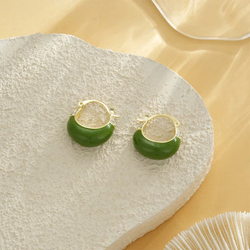DAIIIBABYYY  -  French Elegant Sparkling Cubic Zirconia Oil Drop Green Earrings Women's Fashion Glamour Jewelry Earrings Holiday Party Gifts